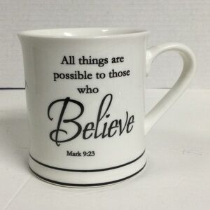 Home Essentials Believe Mark 9:23 Inspirational White Ceramic Mug
